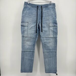 PacSun Men's Light Blue Denim Cargo‎ Jogger Pants Size LG